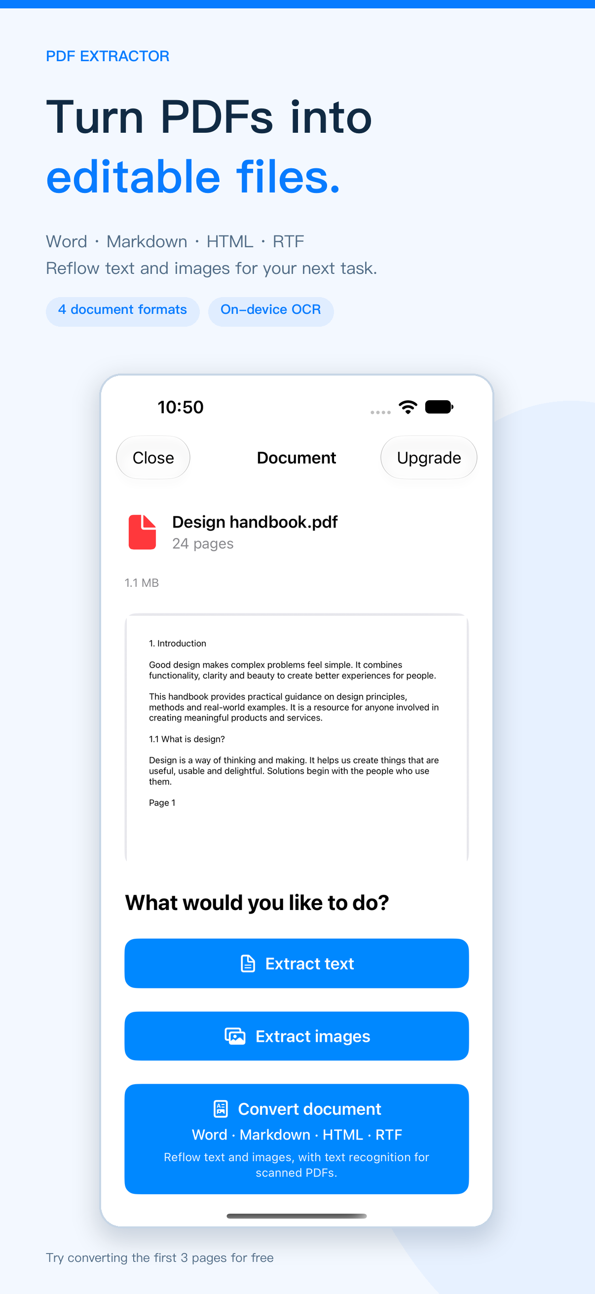 PDF Extractor — Convert to Word, Markdown, HTML and RTF